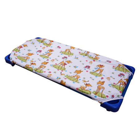 Cearceaf Pat Stivuibil - Cearșaf pătuț stivuibil grădiniță sau creșă 131x55 cm, bumbac 100%, model Căprioare