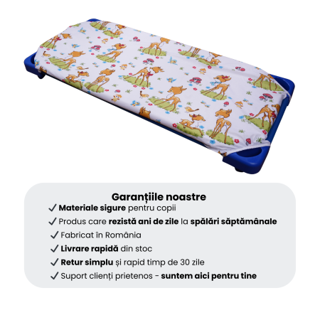 Cearșaf pătuț stivuibil grădiniță sau creșă 131x55 cm, bumbac 100%, model Căprioare [6]