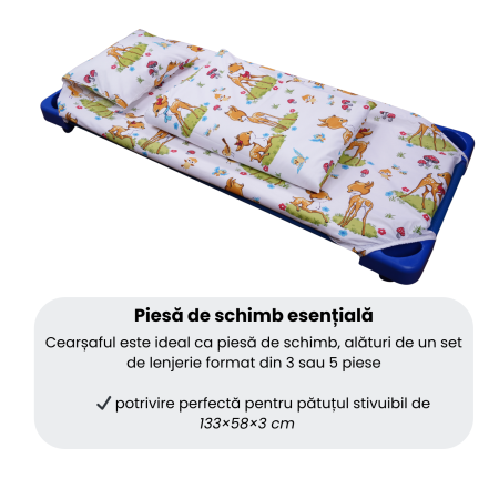 Cearșaf pătuț stivuibil grădiniță sau creșă 131x55 cm, bumbac 100%, model Căprioare [5]
