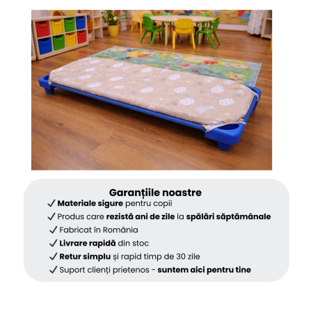 Cearșaf pătuț stivuibil grădiniță sau creșă 131x55 cm, bumbac 100%, model Norișori Maro [5]