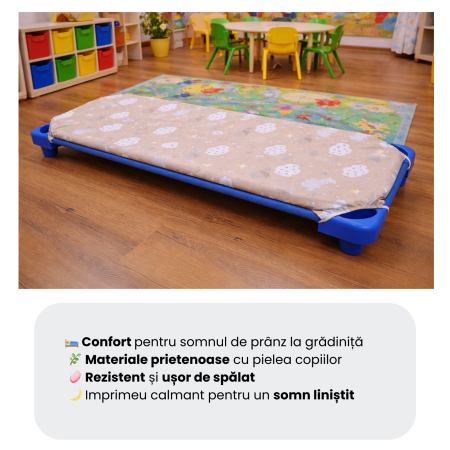 Cearșaf pătuț stivuibil grădiniță sau creșă 131x55 cm, bumbac 100%, model Norișori Maro [6]