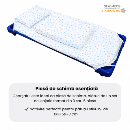 Cearsaf patut stivuibil gradinita sau cresa model stelute mici bleu [3]