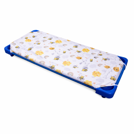 Noutati - Cearșaf pătuț stivuibil grădiniță sau creșă 133x58 cm, bumbac 100%, model Albinuțe