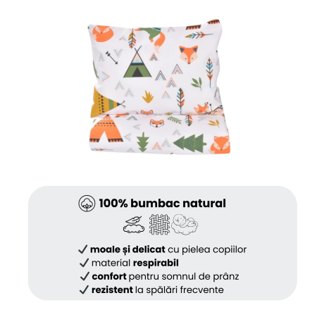 Cearșaf pătuț stivuibil grădiniță sau creșă 133x58 cm, bumbac 100%, model Animăluțe [2]