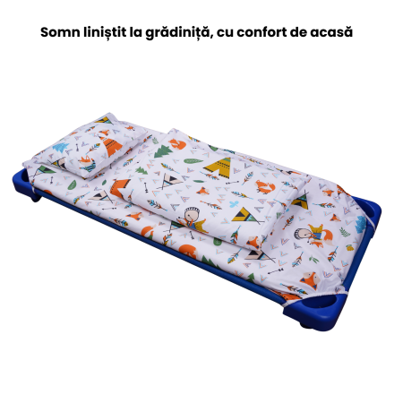Cearșaf pătuț stivuibil grădiniță sau creșă 133x58 cm, bumbac 100%, model Animăluțe [1]