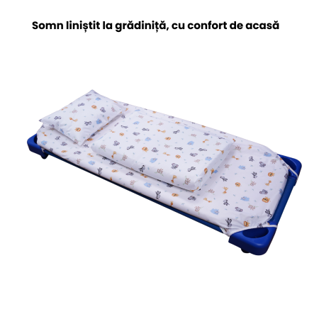 Cearșaf pătuț stivuibil grădiniță sau creșă 133x58 cm, bumbac 100%, model Animăluțe Safari [1]