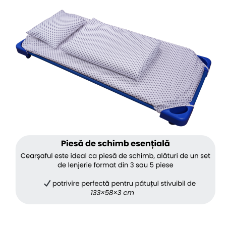 Cearșaf pătuț stivuibil grădiniță sau creșă 133x58 cm, bumbac 100%, model Bulinuțe gri [4]