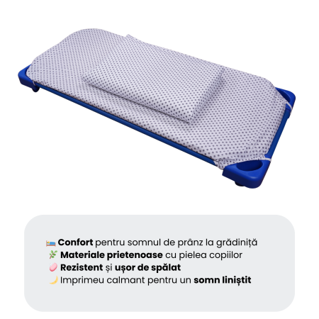 Cearșaf pătuț stivuibil grădiniță sau creșă 133x58 cm, bumbac 100%, model Bulinuțe gri [5]