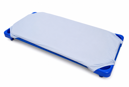 Cearșaf pătuț stivuibil grădiniță sau creșă, 133x58 cm, bumbac standard culoare bleu