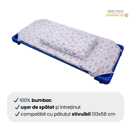 Cearsaf patut stivuibil gradinita sau cresa model curcubee roz [2]