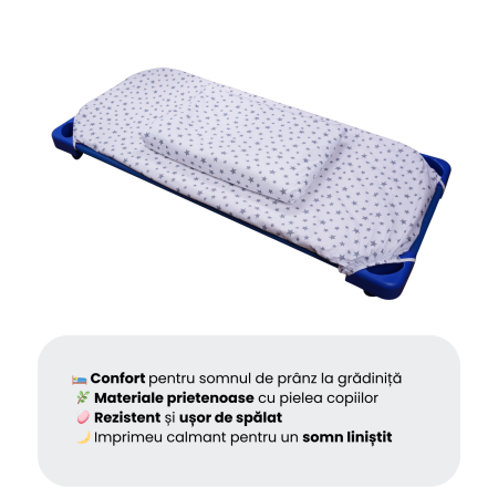 Cearsaf patut stivuibil gradinita sau cresa model stelute mici bleu [5]