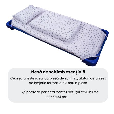 Cearsaf patut stivuibil gradinita sau cresa model stelute mici bleu [4]