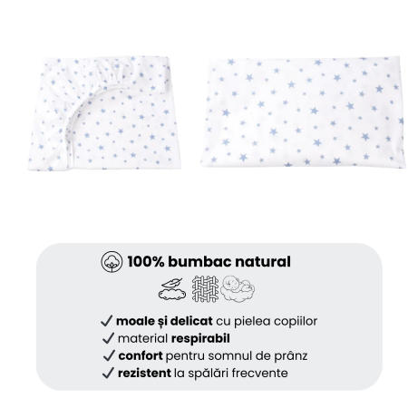 Cearsaf patut stivuibil gradinita sau cresa model stelute mici bleu [6]