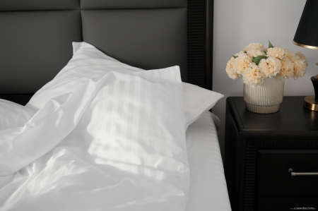 King’s Bed - lenjerie de pat Damasc 100% bumbac, dungă de 1 cm personalizabila pe dimensiuni [5]