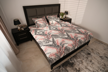 Lenjerie Pat 1 Persoana - Feather Noir - lenjerie de pat bumbac 100% personalizabila pe dimensiuni