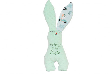 Jucarii - Iepuras cu urechi lungi plus minky verde menta - Editie Speciala de Paste