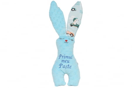 Jucarii - Iepuras cu urechi lungi plus minky bleu - Editie Speciala de Paste
