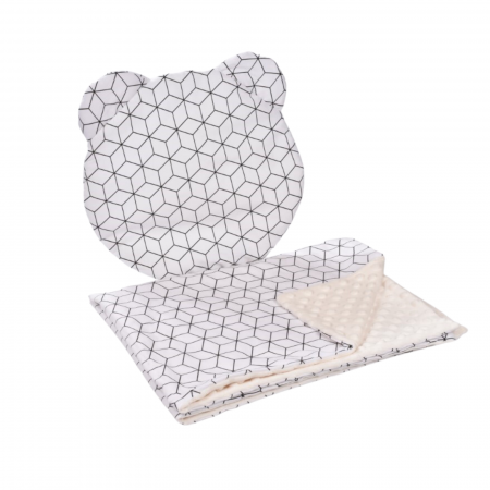 Lenjerie 2 piese cosulet si landou model forme geometrice si plus crem [1]