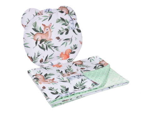 Lenjerie 2 piese cosulet si landou model caprioare si plus verde menta [1]