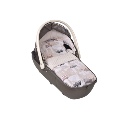 Lenjerie Patut 90x50 - Lenjerie 2 piese cosulet si landou model masinute si plus gri