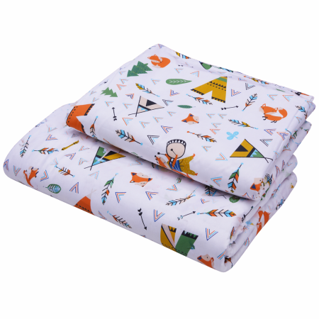 Lenjerie 2 piese pătuț creșă, model animăluțe, 120x60 cm [1]