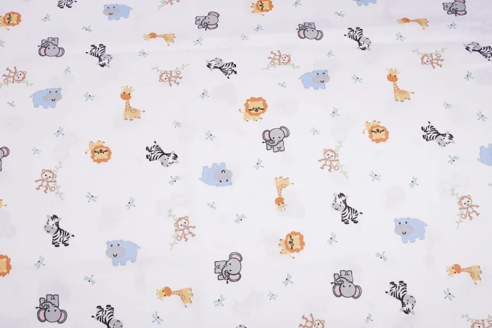 Lenjerie 2 piese pătuț creșă, model animăluțe safari, 120x60 cm [1]