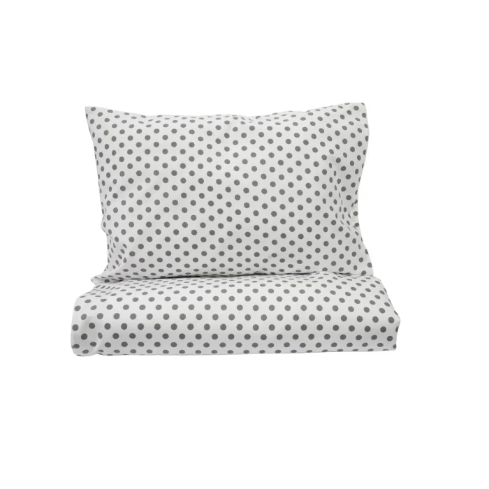 Lenjerie 2 piese pătuț creșă, model bulinuțe gri, 120x60 cm [2]