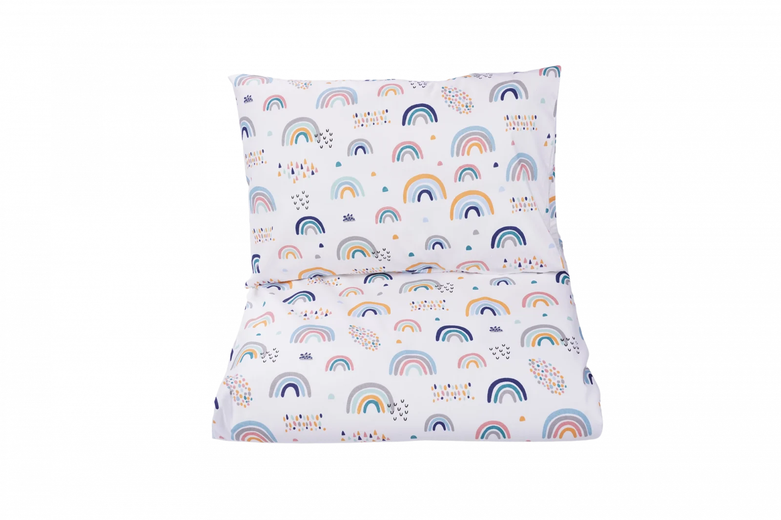 Lenjerie 2 piese pătuț creșă, model curcubee, 120x60 cm