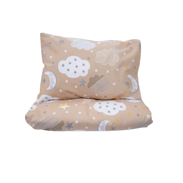 Lenjerie 2 piese pătuț creșă, model norișori maro, 120x60 cm [2]