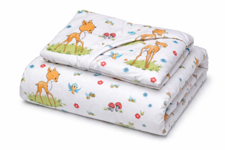 Lenjerie 2 piese pătuț incastrabil(140x60 cm) pentru grădiniță sau creșă, bumbac 100%, model Căprioare