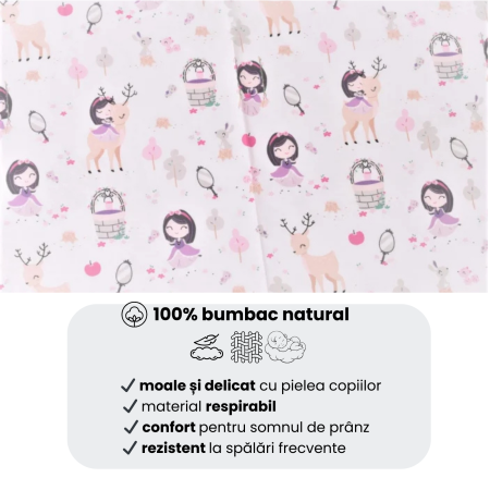 Lenjerie 2 piese pătuț incastrabil(140x60 cm) pentru grădiniță sau creșă, bumbac 100%, model Fetițe [2]