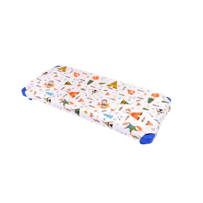 Lenjerie 2 piese pătuț stivuibil(133x58 cm) pentru grădiniță sau creșă, bumbac 100%, model Animăluțe