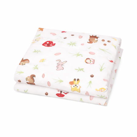 Lenjerie 2 piese pătuț stivuibil(133x58 cm) pentru grădiniță sau creșă, bumbac 100%, model Animăluțe și Ciuperci