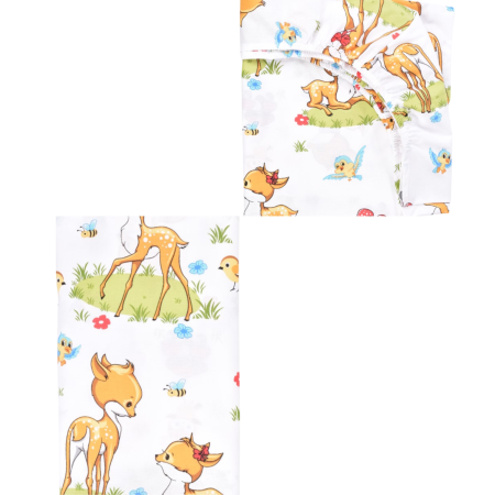 Lenjerie 2 piese pătuț stivuibil(133x58 cm) pentru grădiniță sau creșă, bumbac 100%, model Căprioare [3]