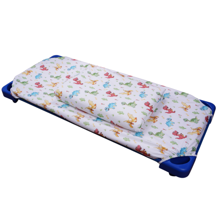 Lenjerie Pat Stivuibil Gradinita - Lenjerie 2 piese pătuț stivuibil (133x58 cm) pentru grădiniță sau creșă, bumbac 100%, model Dinozauri