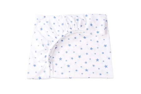 Lenjerie 2 piese pătuț stivuibil(133x58 cm) pentru grădiniță sau creșă, bumbac 100%, model Steluțe bleu [2]