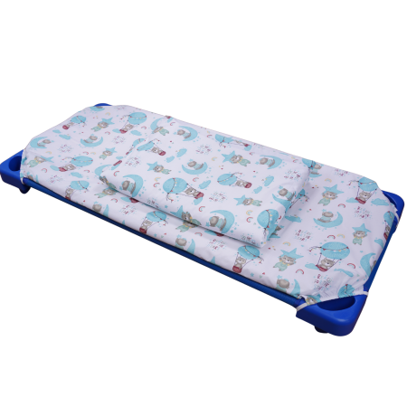 Lenjerie 2 piese pătuț stivuibil(133x58 cm) pentru grădiniță sau creșă, bumbac 100%, model Ursuleți în balon [1]
