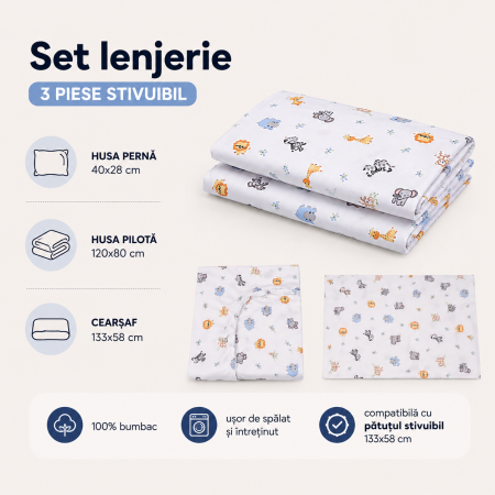 Lenjerie 3 piese patut stivuibil model animalute safari [2]