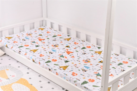 Lenjerie 3 piese pat casuta Montessorri, 1 persoana 90x200 cm model Animalute [2]