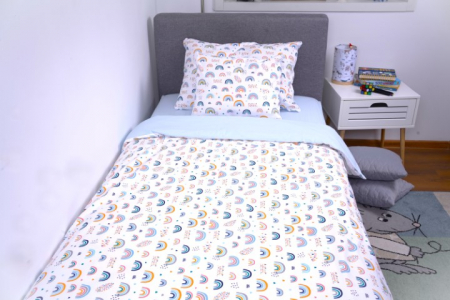 Lenjerie 3 piese pat 90x200 cm Montessorri sau o persoana model curcubee colorate [1]