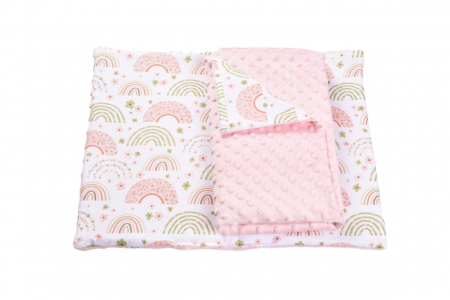Lenjerie 3 piese patut 120x60 cm model curcubee florale si plus roz pal [1]