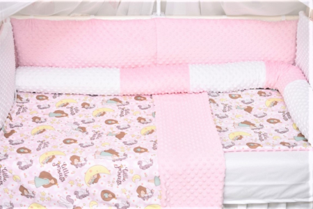 Lenjerie 3 piese model printese si plus minky roz pal [2]