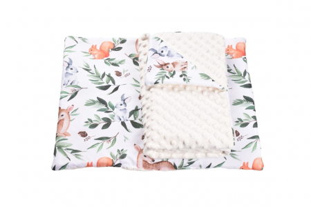 Lenjerie 3 piese patut 140x70 cm model caprioare si plus crem [1]