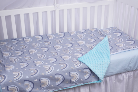 Lenjerie Pat Baieti - Lenjerie 3 piese model curcubee blue si plus patut 120x60 cm