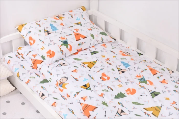 Lenjerie 3 piese pătuț creșă sau grădiniță, 120x60 cm, bumbac 100%, model Animăluțe [2]
