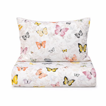 Lenjerie Pat Copii - Lenjerie 3 piese pătuț creșă sau grădiniță, 120x60 cm, bumbac 100%, model Fluturași