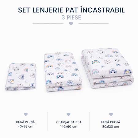 Lenjerie 3 piese patut incastrabil model curcubee colorate [3]