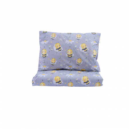 Noutati - Lenjerie 5 piese patut stivuibil bumbac 100%  model albinute si floricele -editie limitata