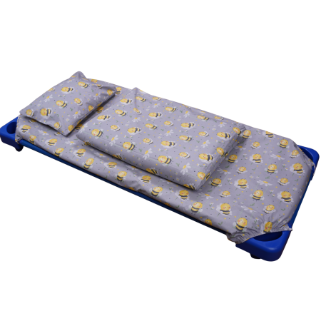 Lenjerie 3 piese patut stivuibil bumbac 100%  model albinute si floricele [3]