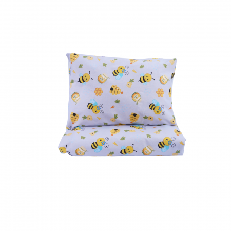 Lenjerie Landou / Lenjerie Cosulet Bebe - Lenjerie 3 piese patut stivuibil bumbac 100%  model albinute cu aripioare bleu